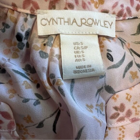 Cynthia Rowley Tie Sleeve Pink Floral Blouse. Size Small. Great Condition! - Picture 7 of 11